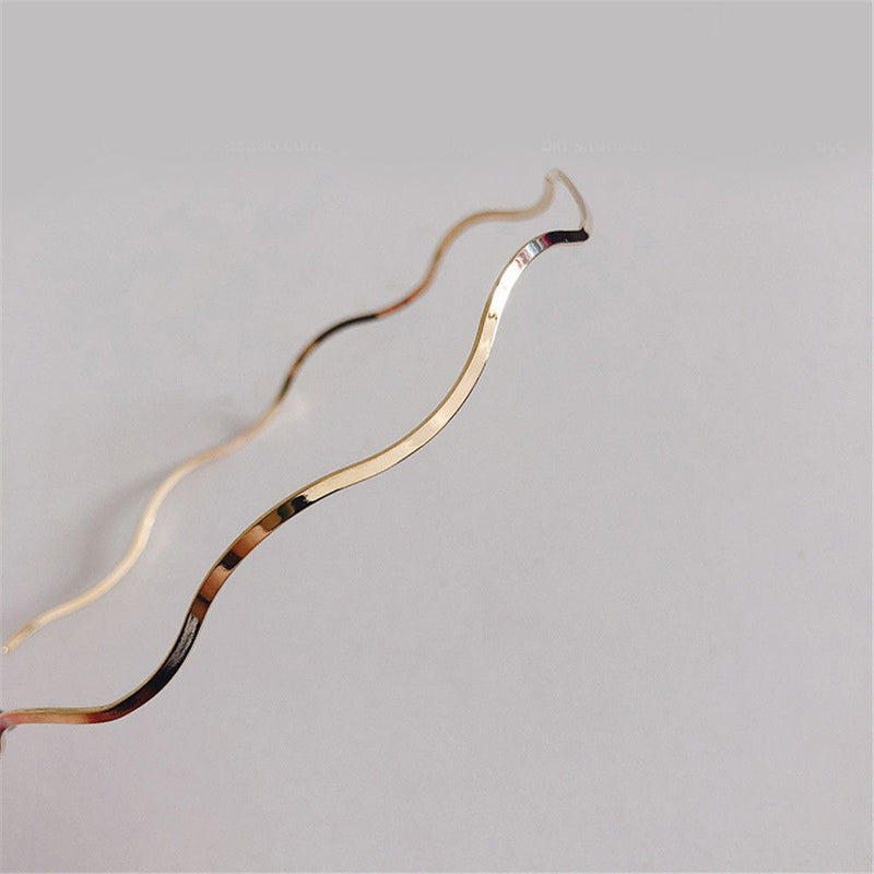 Elegant Geometric Metal Headdress Hair Hoop Thin Headbands Wave Bending
