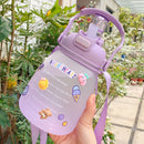 1300ml Large Capacity Cute Water Bottle Plastic Straw Water Cup (Purple)