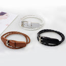 Unisex European Fashion Multilayer Simple Knit Leather Bracelet (Brown)