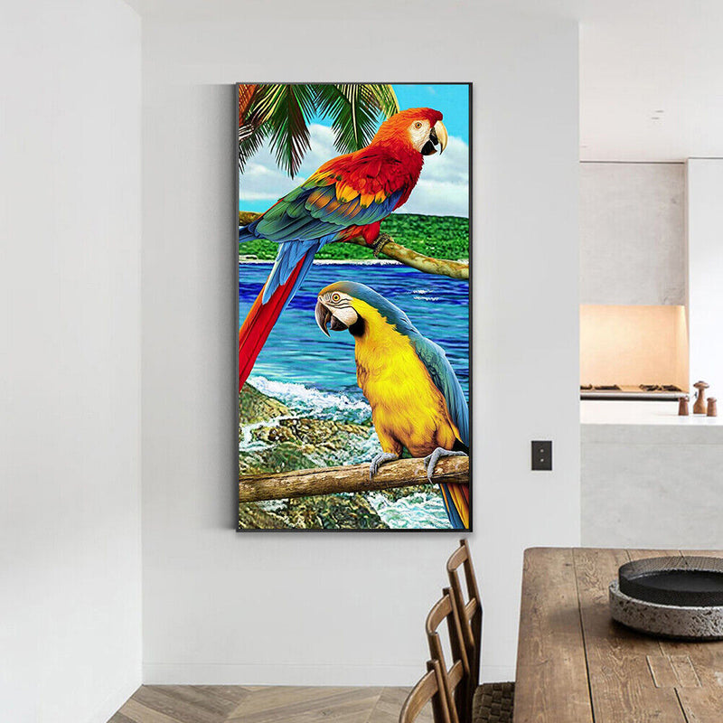 Paint By Numbers Kit DIY Parrot on Branch Colouring Oil Art Picture Craft