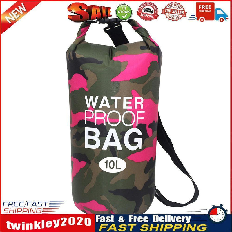Waterproof Swimming Bag Camouflage Outdoor Camping Dry Sack (10L Rose Red) Newly