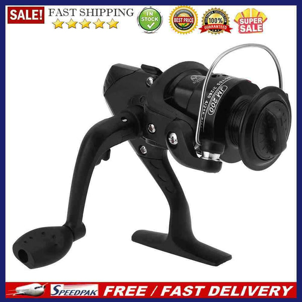 Metal Spinning Fishing Reel High Speed G-Ratio 5.2:1 Without Line (Black)