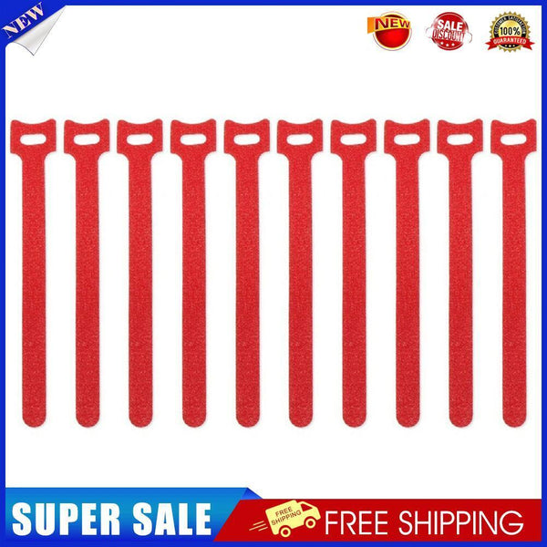 10pcs Durable Self Adhesive Cable Fastener Tape Wire Loops Strap (Red)