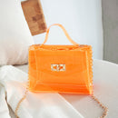Fashion Women Transparent Messenger Bag Ladies Beach Chain Handbag (Orange)