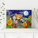5D Diamond Painting Playing Cat Full Round Drill Rhinestone DIY Art Craft Mos
