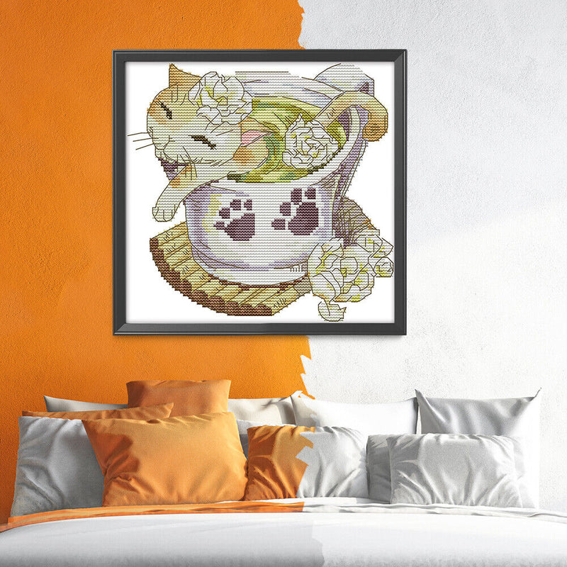 Flower Animal Cross Stitch 14CT Stamped Canvas DIY Embroidery Home Decoration
