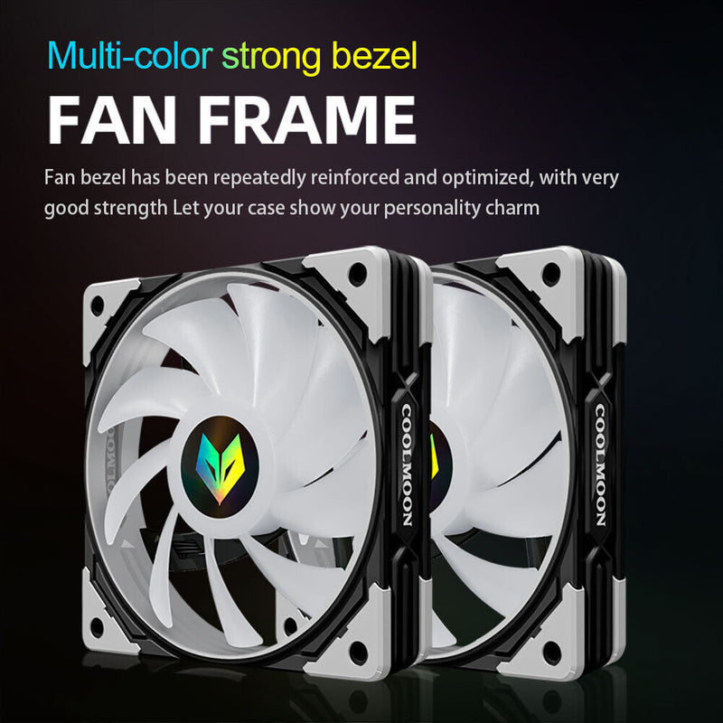 COOLMOON CPU Cooler 3 Pin ARGB FDB Bearing PWM PC Quiet Cooling Fan (Black)
