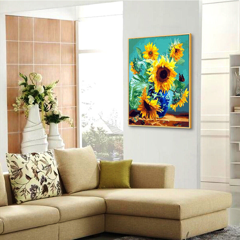 DIY Sunflower Painted On Canvas Artwork Oil Painting By Numbers Kit 40X50cm