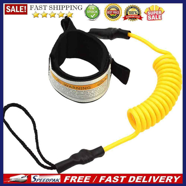 TPU Elastic Coiled Safety Surfing Hand Rope Stand Up Paddle Board Leash Strap