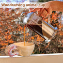 #A Hand Carved Wooden Mug Animals Head Eco-Friendly Coffee Mug for Camping Hik