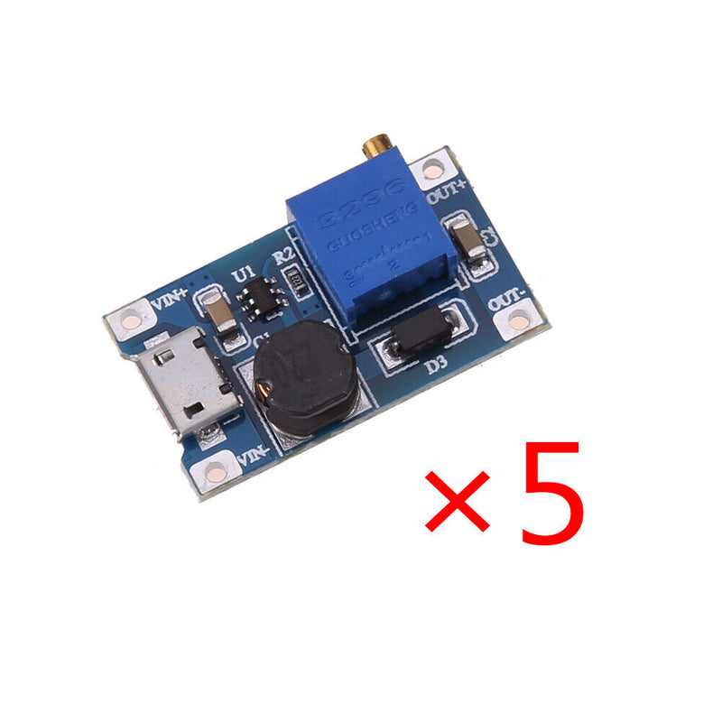 5pcs DC/DC 2A Adjustable Boost Power Supply Converter Step Up Module 2-24v