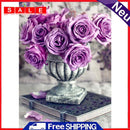 Full Drawing Diamond Drill Painting Round DIY Purple Rose 5D Home Decoration Kit