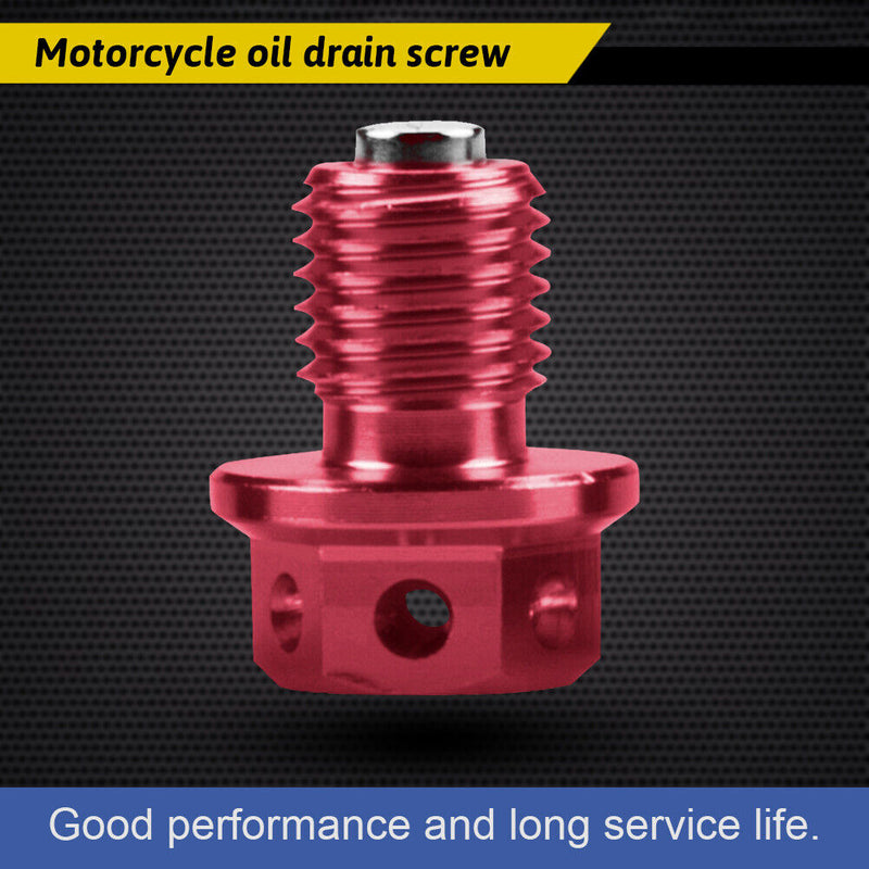 Universal Magnetic Motorbike Oil Drain Screw M12 Motorcycle Plug Part (Red)