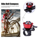 2 in 1 Bicycle Handlebar Bell Compass for MTB Bike Safety Cycling (Red) Newly