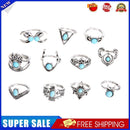 11x Crescent Turquoise Ring Owl Knuckle Finger Combination Ring Jewelry Set