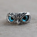 Retro Blue Eye Owl Shape Ring Alloy Open Finger Rings Men Women Punk Jewelr