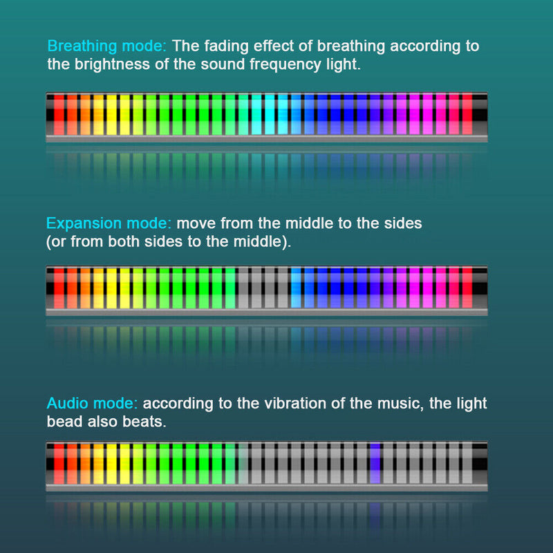 Voice Activated Rhythm Lamp 32-Bit RGB LED Pickup Light for Desktop Car Vehicle