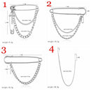 Hop Suit Accessory Minimalist Cross Pendant Big Pins Punk Brooches Long Chain