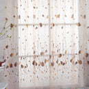 Breathing Floral Printed Window Screening Curtain Drape Home Decor(Coffee)