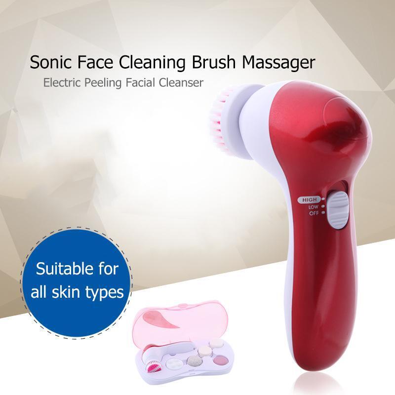 6"" 1 Sonic Vibration Massager Face Cleaning Brush Exfoliating Facial Cleaner