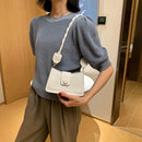 Pure PU Shoulder Bag Women Stone Pattern Weave Strap Square Flap Messenger Pouch