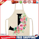 Flower J Printed Linen Apron Waterproof Cooking Bibs Pinafore (82x68cm)
