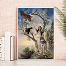 5D DIY Diamond Painting Kits Full Round Drill Girl and Wolf Mosaic Picture Decor