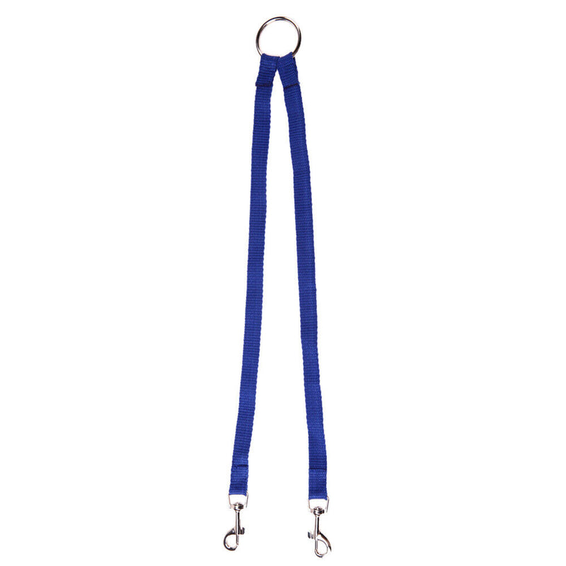 Nylon Double Dual Two Pets Dogs Leash 2 Way Coupler Walk Necklace(Blue) Newly