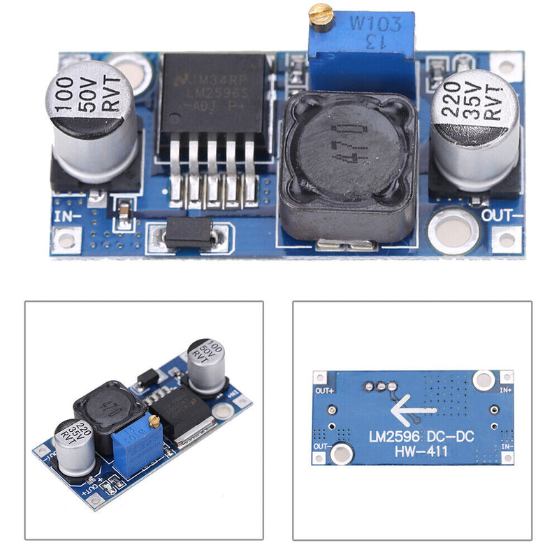 5x DC-DC 3A Buck Converter Adjustable Step-Down Power Supply Module LM2596S