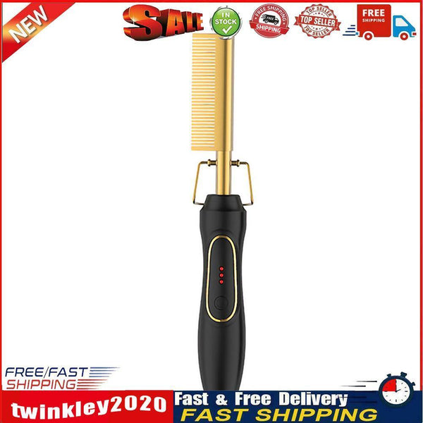 2 in 1 Hair Straightener Curler Electric Heating Comb Flat Iron (Black US) Newly