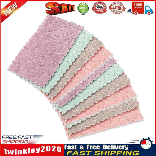 10pcs Household Absorbent Cleaning Cloth Dishcloths Non-stick Oil Towels Newly
