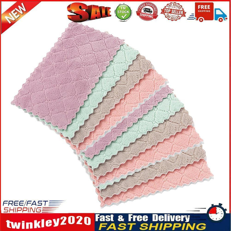 10pcs Household Absorbent Cleaning Cloth Dishcloths Non-stick Oil Towels Newly