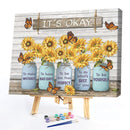 Canvas Painted Oil Paint By Numbers Flower Letters DIY Modern Bedroom Wall Art