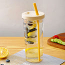 Plastic Water Bottle Straws Portable Tea Fruit Outdoor Travel Mug (Yellow) Newly