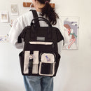 Fashion Women Contrast Color Rucksack Teenage Girl Travel Large Handbag Backpack