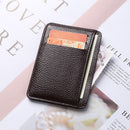 Retro Women PU Litchee Pattern Pure Color Card Case Mini Purse (Dark Brown)