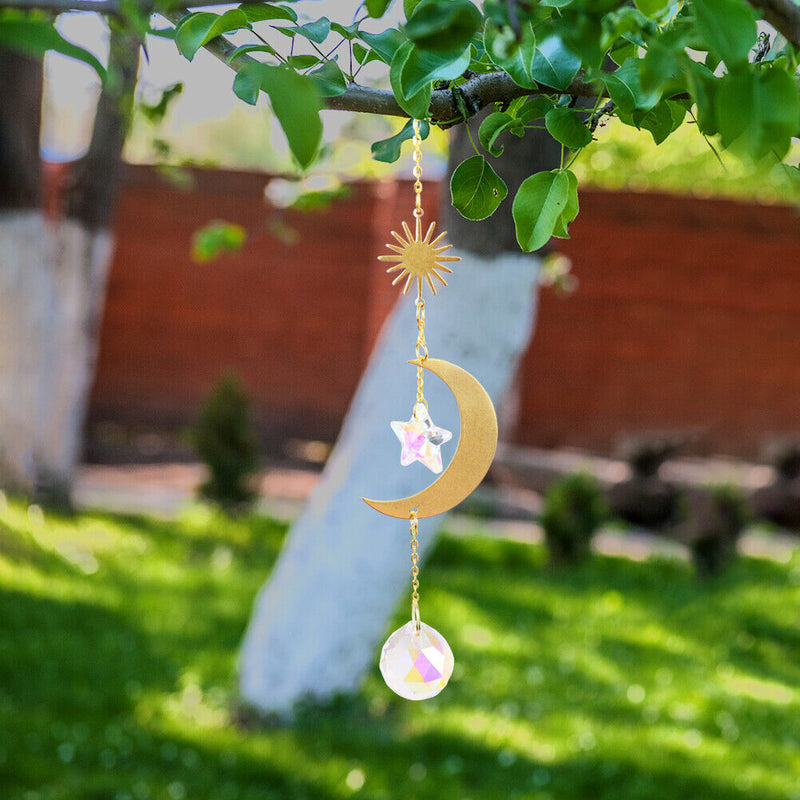 Star Moon Sun Crystal Suncatcher Lighting Accessories Curtain Home Garden Decor