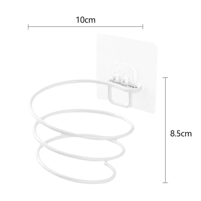 Iron Wall Mounted Hair Dryer Rack Bathroom Wall Holder Organizer (White) Newly