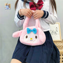 Women Lovely Plush Cartoon Rabbit Tote Bag Casual Purse Handbags (Black S)