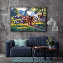 Full Embroidery Canvas Stamped 11CT Cross Stitch Farm View Kit (SZX-C327) Newly