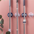 5pcs Adhesive Mop Holder Wall Mounted Anti-Slip Blue