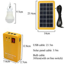 Generator Solar Panel System 4 Heads USB Charger Cable Light with 2LED Bulbs