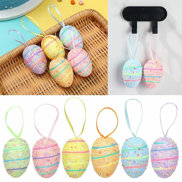 DIY Colorful Foam Easter Egg Hanging Ornaments Happy Easter Easter Decor