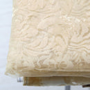 Flocking Floral Tulle Printed Window Door Curtain for Living Room (Beige)