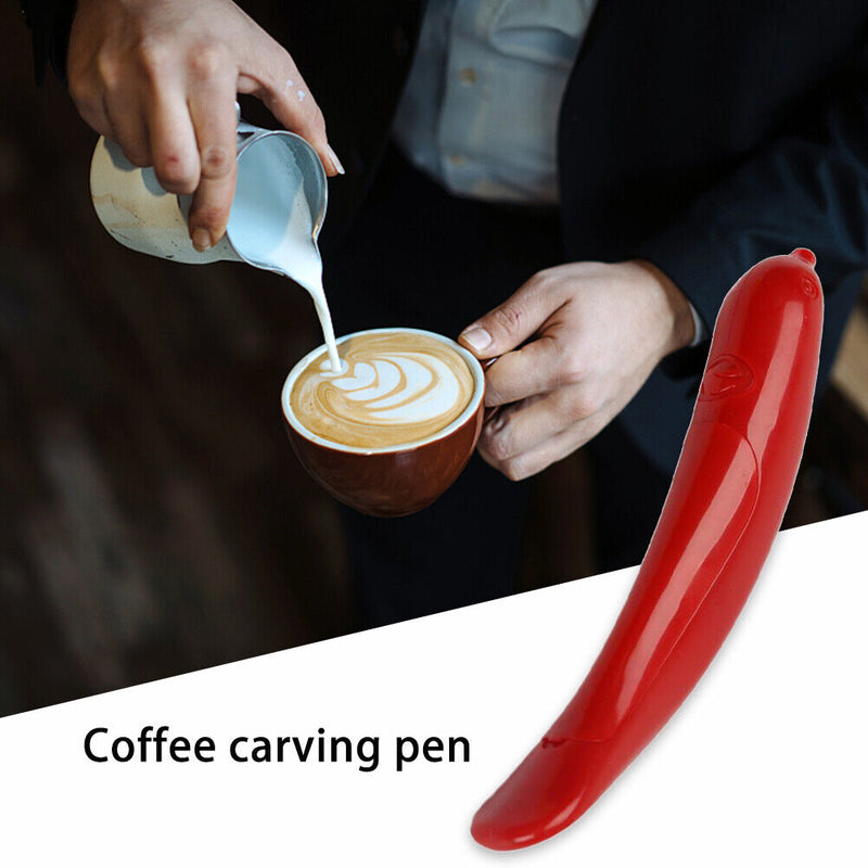 Electrical Latte Art Pen Coffee Carving Cappuccino Pull Flower Decor (Red)
