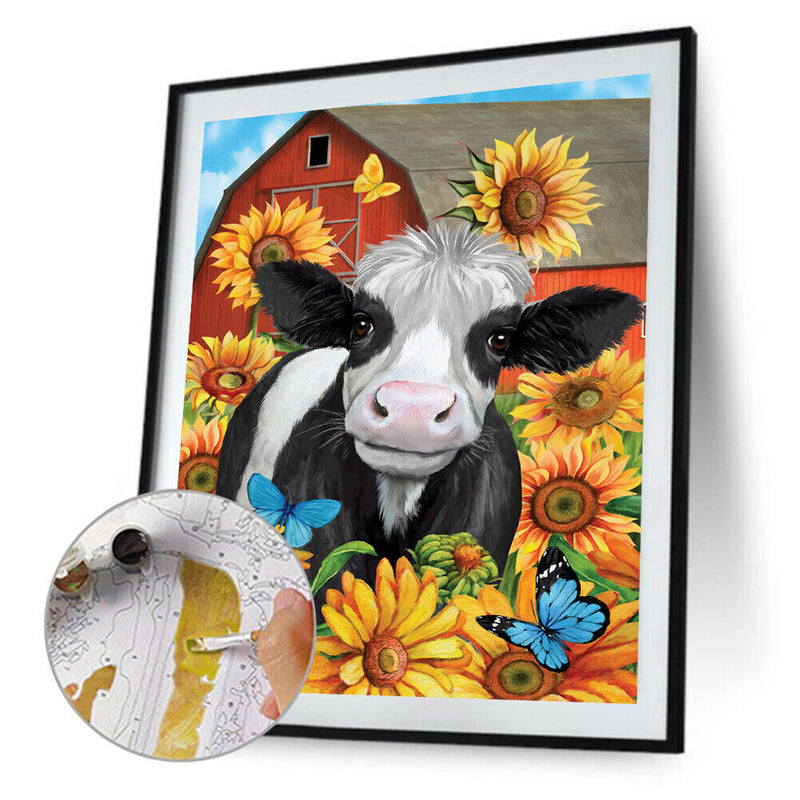 Farm Animal Oil Paint By Numbers Kit DIY Acrylic Painting on Canvas Frameless