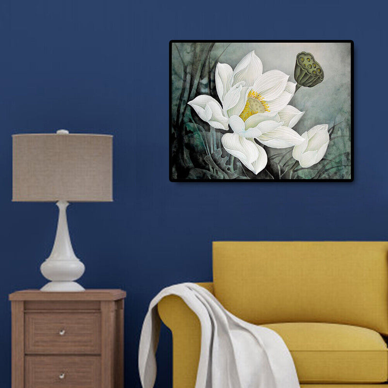 Lotus Flower Hand Painted Painting By Numbers DIY Canvas Oil Art Drawing Kit