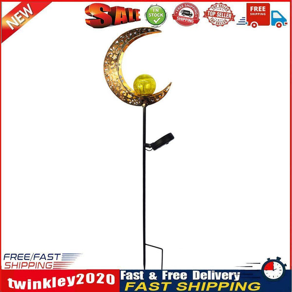 Solar LED Sun Moon Flame Light Retro Iron Landscape Lawn Lamps (A)(Yellow) Newly