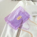 Fashion Women Transparent Messenger Bag Ladies Beach Chain Handbag (Purple)