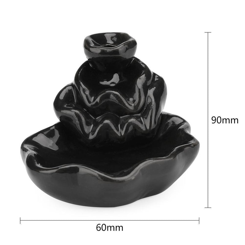 Lotus Ceramic Censer Smog Backflow Office Home Decor (Incense Burner-C)